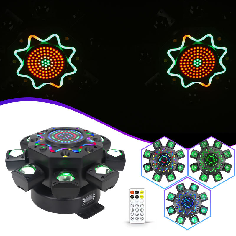 150W 8-Arm Rotating Moving Head Stage Laser Light with RGBW Beam, Laser & Strobe - product detail 4