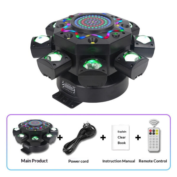 150W 8-Arm Rotating Moving Head Stage Laser Light with RGBW Beam, Laser & Strobe - product detail 5