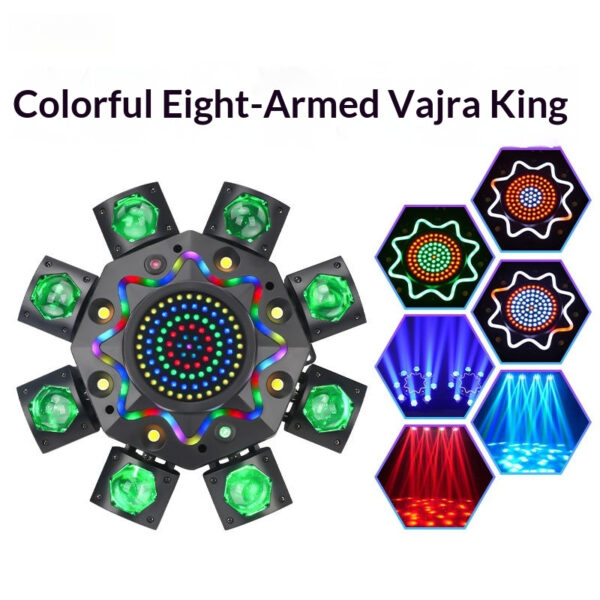 150W 8-Arm Rotating Moving Head Stage Laser Light with RGBW Beam, Laser & Strobe - product detail 2
