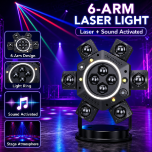 6-Arm Moving Head Stage Laser Light with Sound Activated