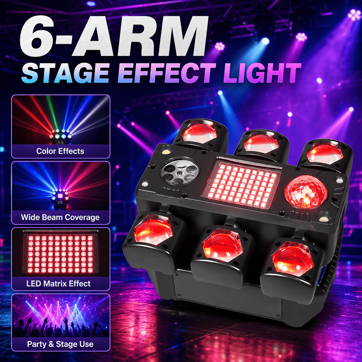6-Arm Moving Head Stage Effect Light - Model NP-9552