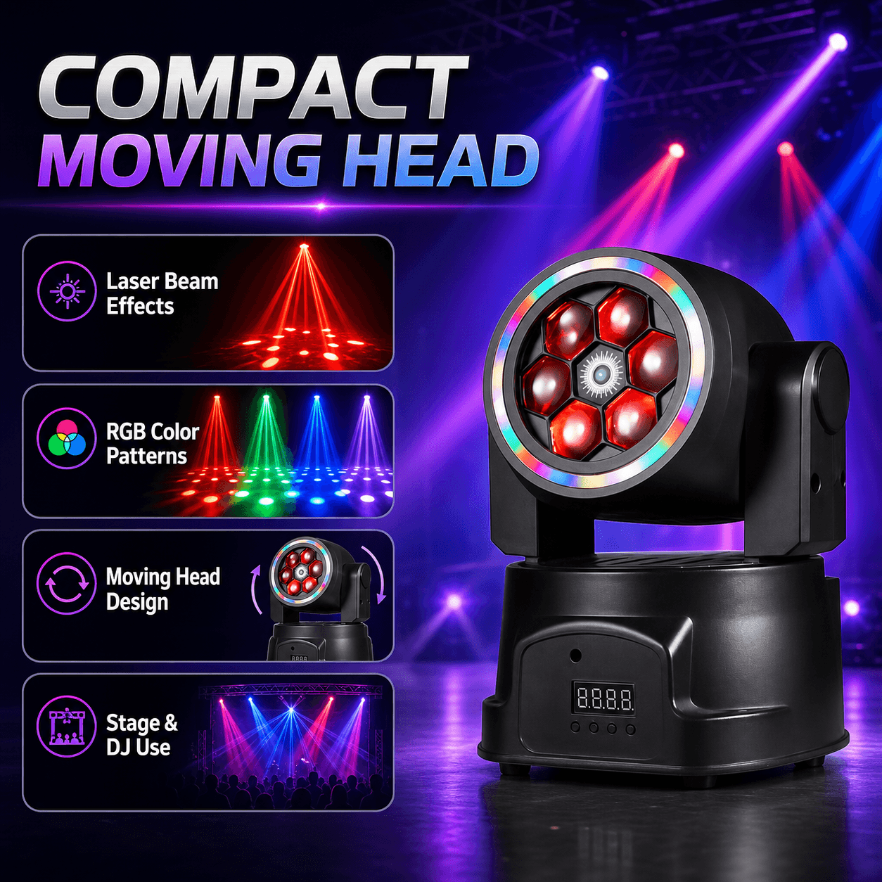 Moving Head Stage Laser Light with Beam Effects - Model NP-7946