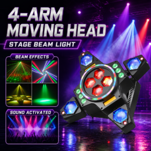 4-Arm Moving Head Stage Beam Light with Beam & Sound Activation