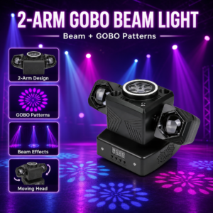2-Arm Moving Head Stage Beam Light with Beam Effects, GOBO Patterns