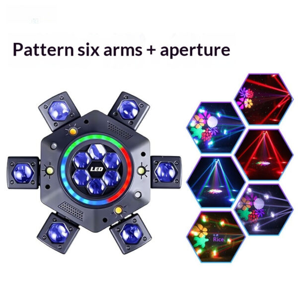 6-Arm Moving Head Stage Laser Light with Strobe & GOBO Effects - product detail 2