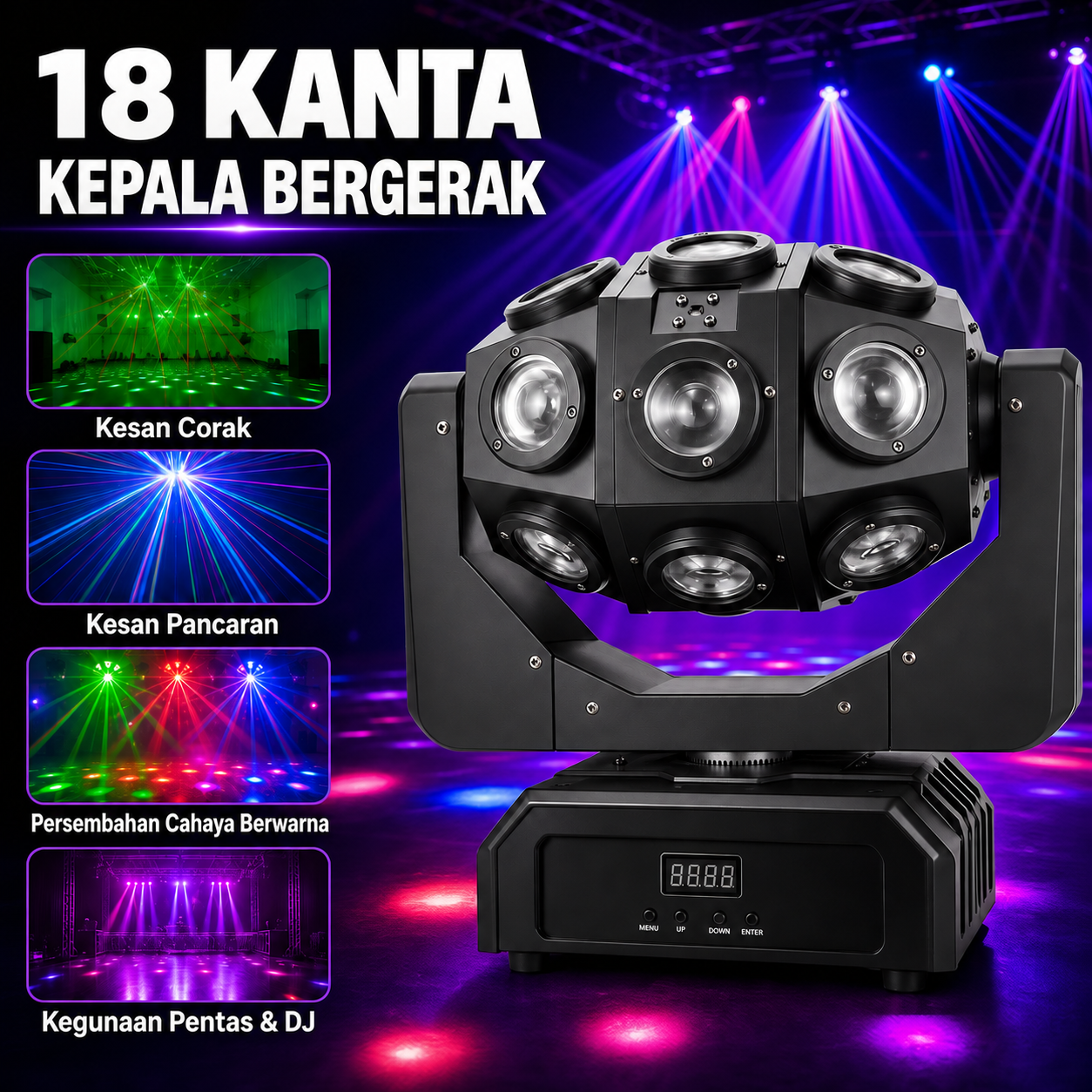 Lampu Laser Pentas Kepala Bergerak dengan Kesan Pancaran – Model NP-3267